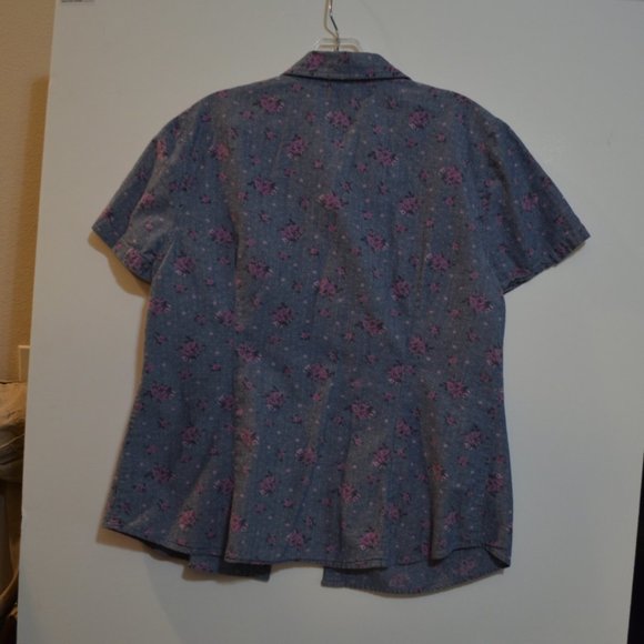 FADED GLORY (1972)qaulity Goods Button Shirt Short Sleeves Floral Shirt L(12-14) - Picture 5 of 6